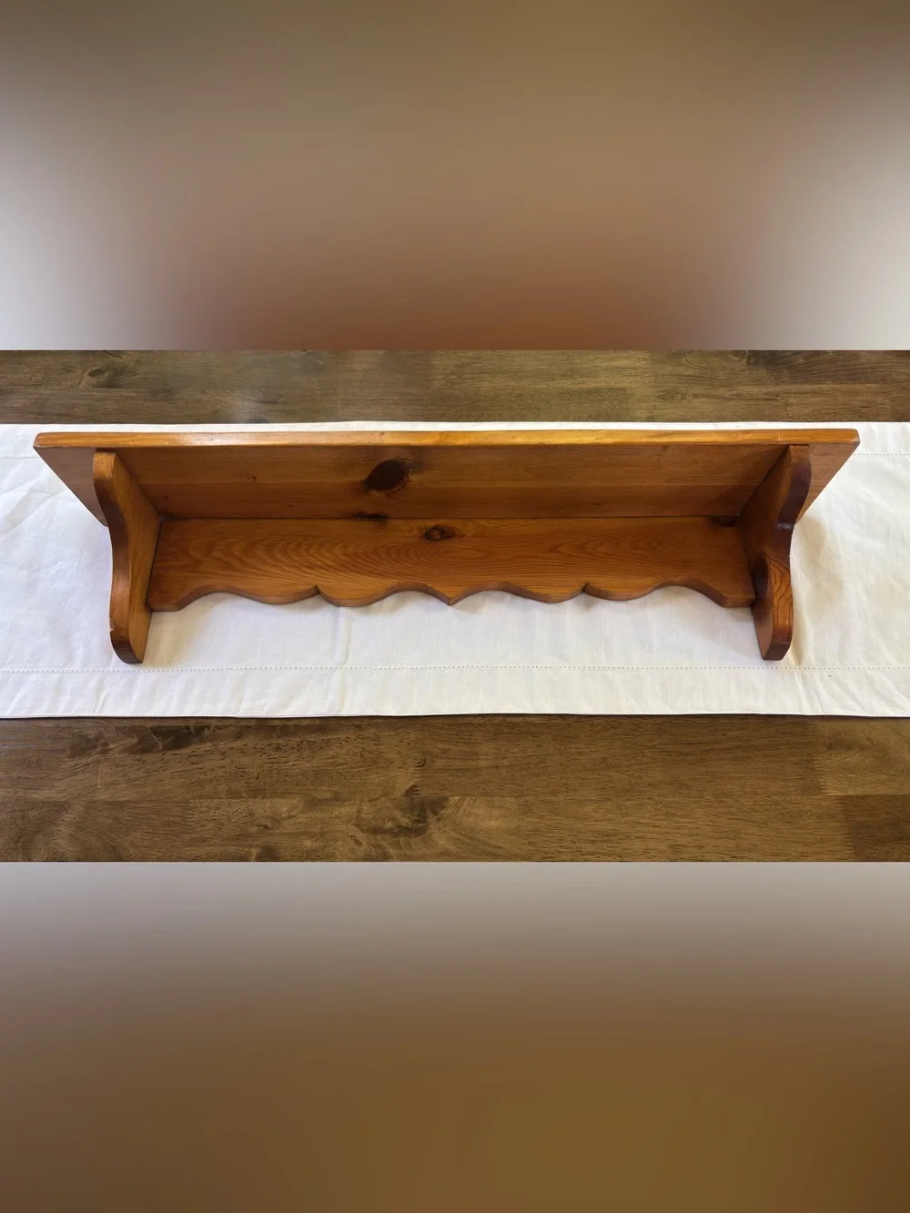 Vintage Honey Brown Wooden Wall Display Shelf 30”